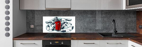 Skleněný panel do kuchynské linky Graffiti