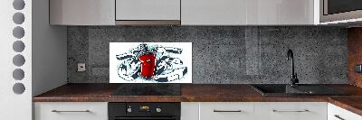 Skleněný panel do kuchynské linky Graffiti