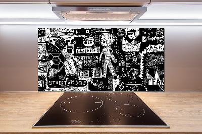 Skleněný panel do kuchynské linky Graffiti