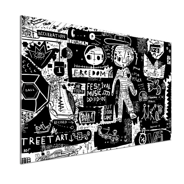 Skleněný panel do kuchynské linky Graffiti