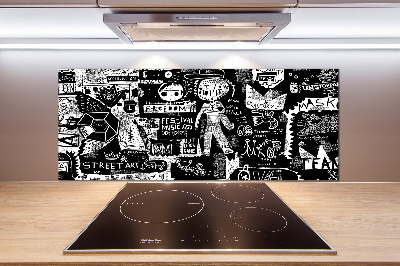 Skleněný panel do kuchynské linky Graffiti