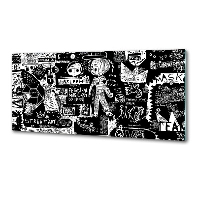 Skleněný panel do kuchynské linky Graffiti
