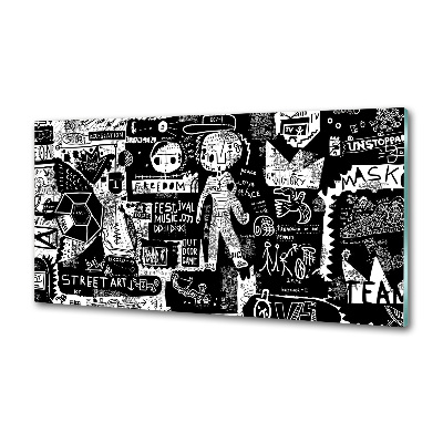 Skleněný panel do kuchynské linky Graffiti