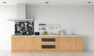 Skleněný panel do kuchynské linky Graffiti