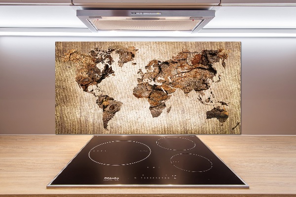 Panel do kuchyně Mapa světa dřevo