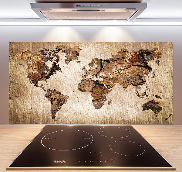 Panel do kuchyně Mapa světa dřevo