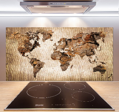Panel do kuchyně Mapa světa dřevo