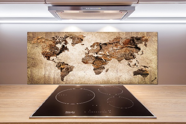 Panel do kuchyně Mapa světa dřevo