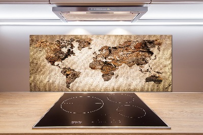 Panel do kuchyně Mapa světa dřevo