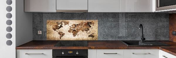 Panel do kuchyně Mapa světa dřevo