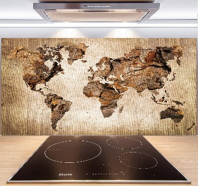 Panel do kuchyně Mapa světa dřevo