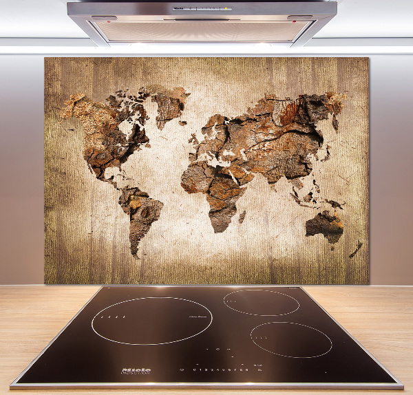 Panel do kuchyně Mapa světa dřevo
