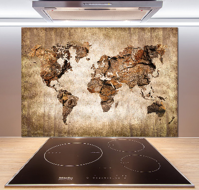 Panel do kuchyně Mapa světa dřevo
