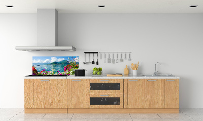 Panel lacobel Květiny nad jezerem