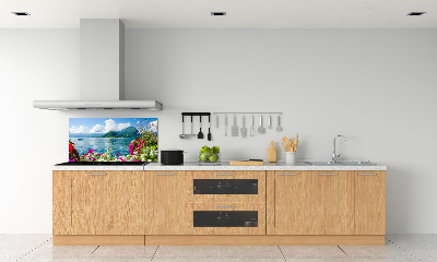 Panel lacobel Květiny nad jezerem