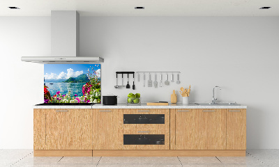 Panel lacobel Květiny nad jezerem