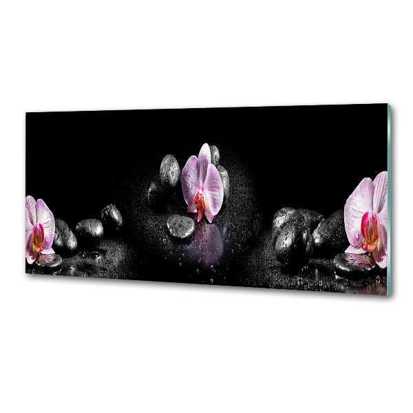 Skleněný panel do kuchynské linky Orchidej