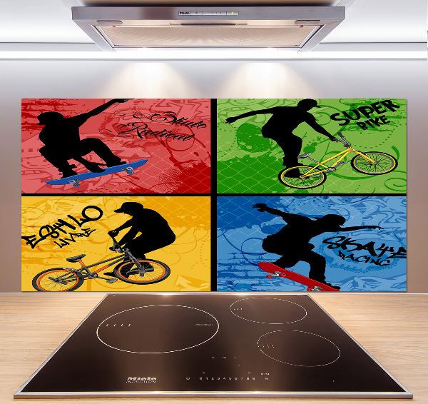 Panel do kuchyně Kolo a skateboard