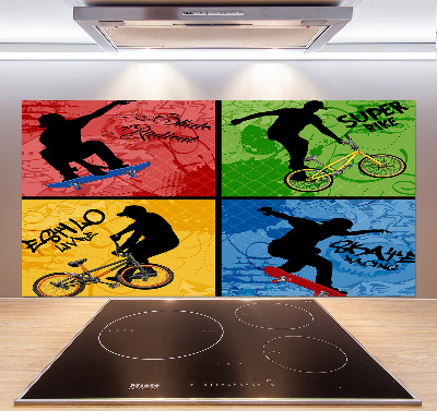 Panel do kuchyně Kolo a skateboard