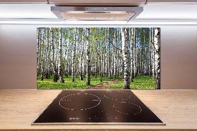 Dekorační panel sklo Břízový les