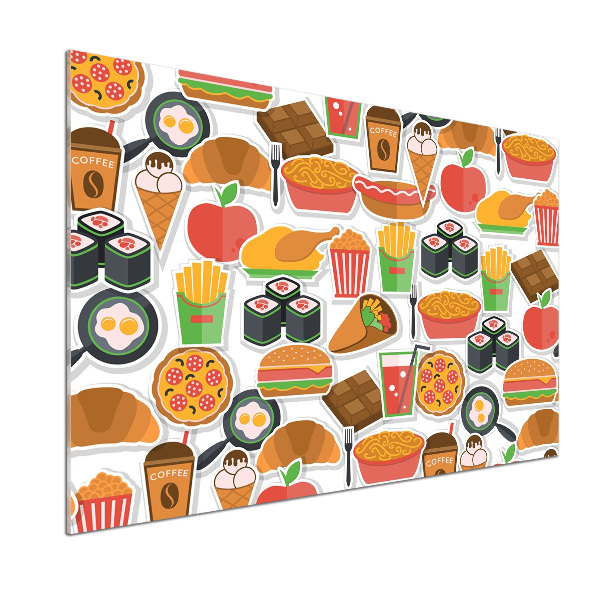 Skleněný panel do kuchynské linky Fast food