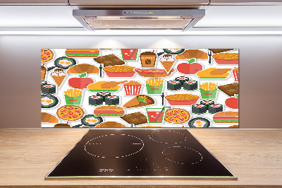 Skleněný panel do kuchynské linky Fast food
