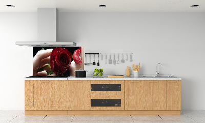 Panel do kuchyně Žena s růži