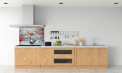 Panel lacobel Kočka ptáci z papíru