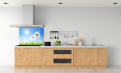 Skleněný panel do kuchynské linky Pampelišky