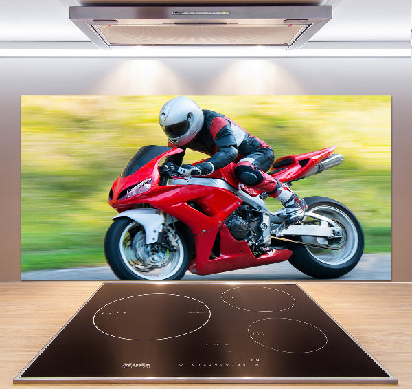 Skleněný panel do kuchynské linky Motorka