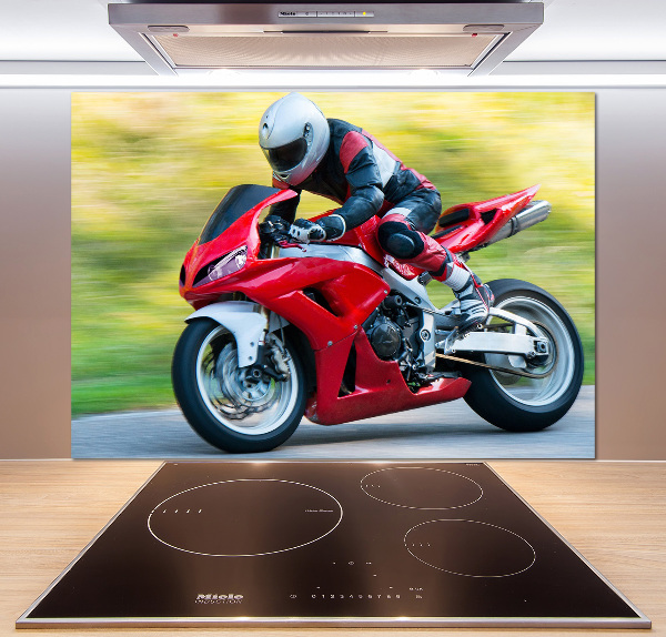 Skleněný panel do kuchynské linky Motorka