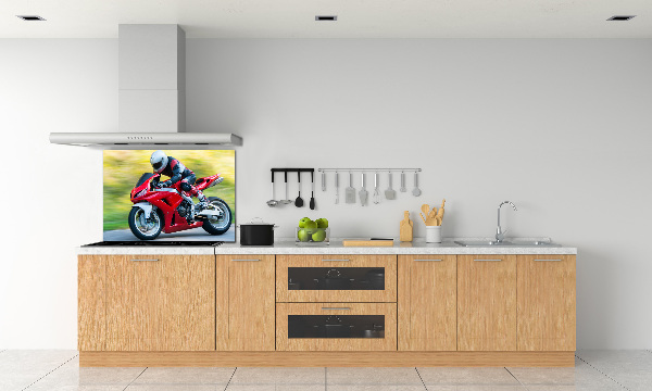 Skleněný panel do kuchynské linky Motorka