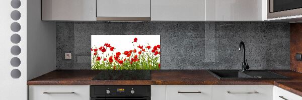 Skleněný panel do kuchyně Máky