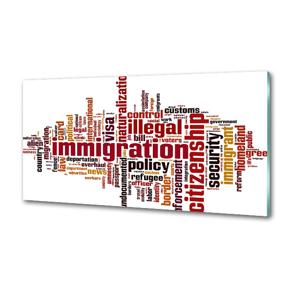 Skleněný panel do kuchynské linky Imigrace