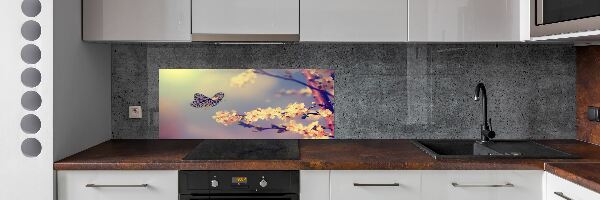 Panel lacobel Květ viště a motýl