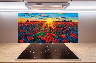 Dekorační panel sklo Pole máků