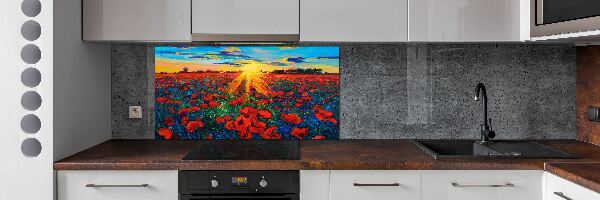 Dekorační panel sklo Pole máků