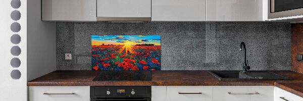 Dekorační panel sklo Pole máků