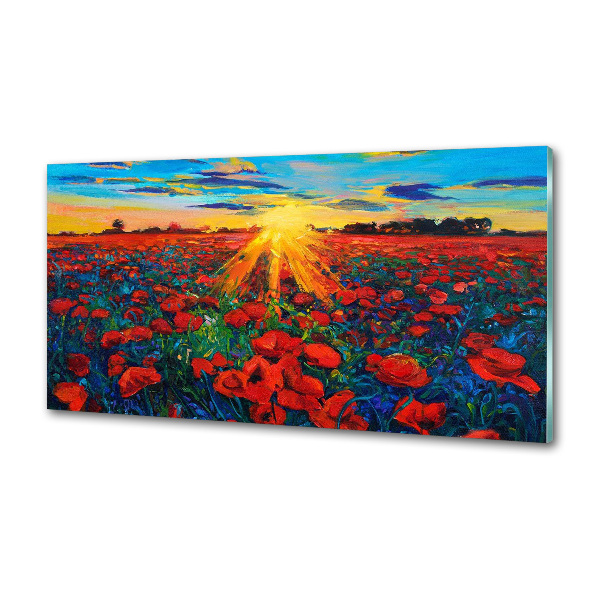 Dekorační panel sklo Pole máků