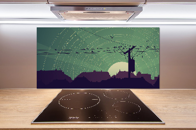 Dekorační panel sklo Ptáci město
