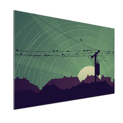 Dekorační panel sklo Ptáci město