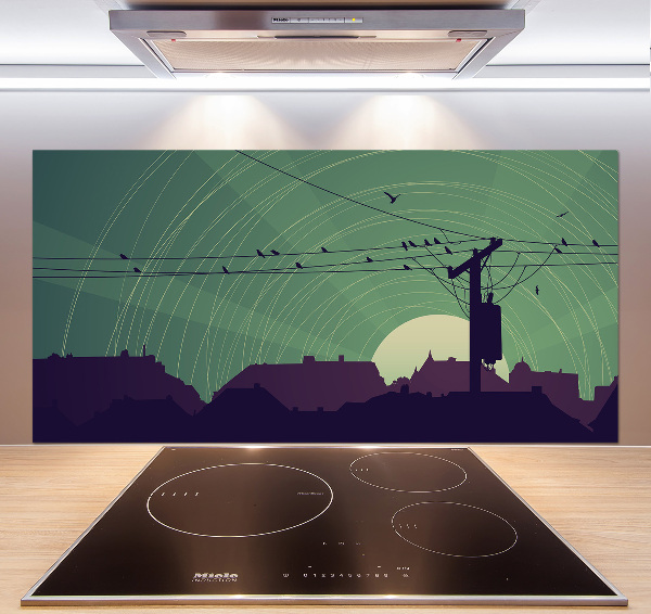 Dekorační panel sklo Ptáci město