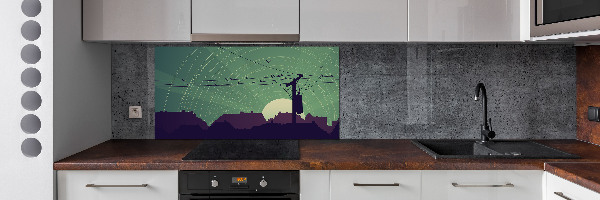 Dekorační panel sklo Ptáci město