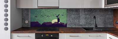 Dekorační panel sklo Ptáci město