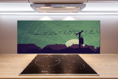 Dekorační panel sklo Ptáci město