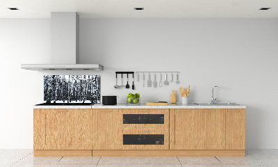 Dekorační panel sklo Břízy zima