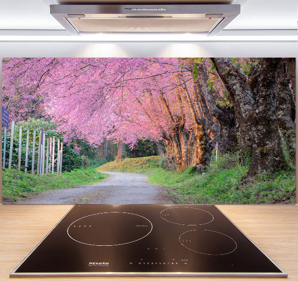 Dekorační panel sklo Květy višně