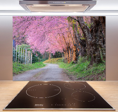 Dekorační panel sklo Květy višně
