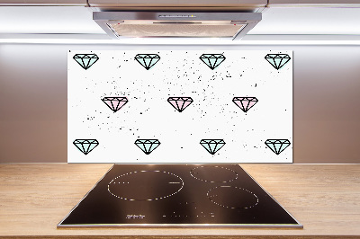Skleněný panel do kuchynské linky Diamanty