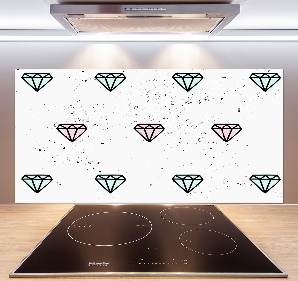 Skleněný panel do kuchynské linky Diamanty